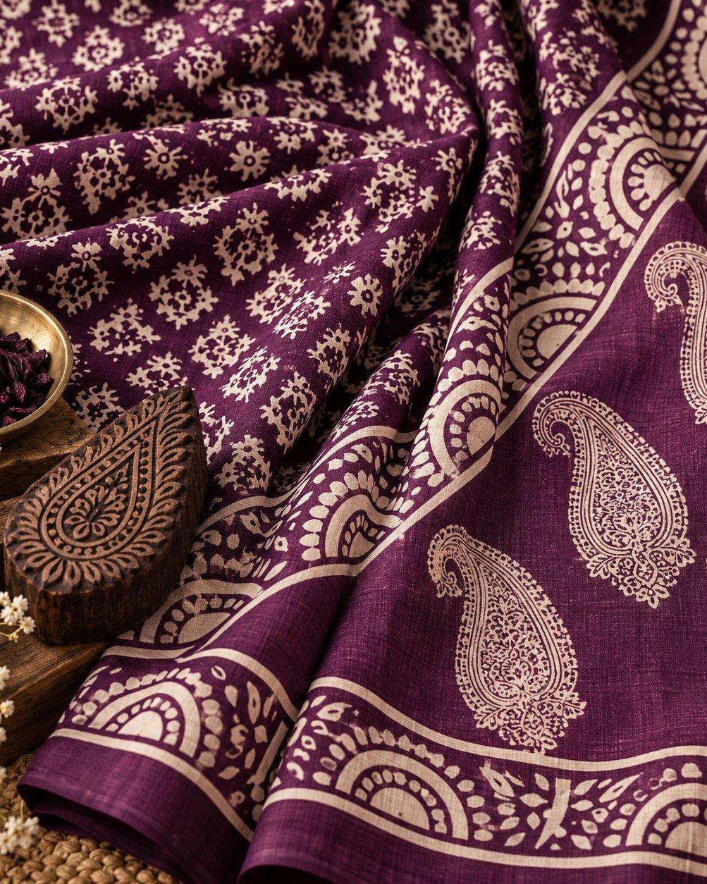 Baingani saree, close-up of the print